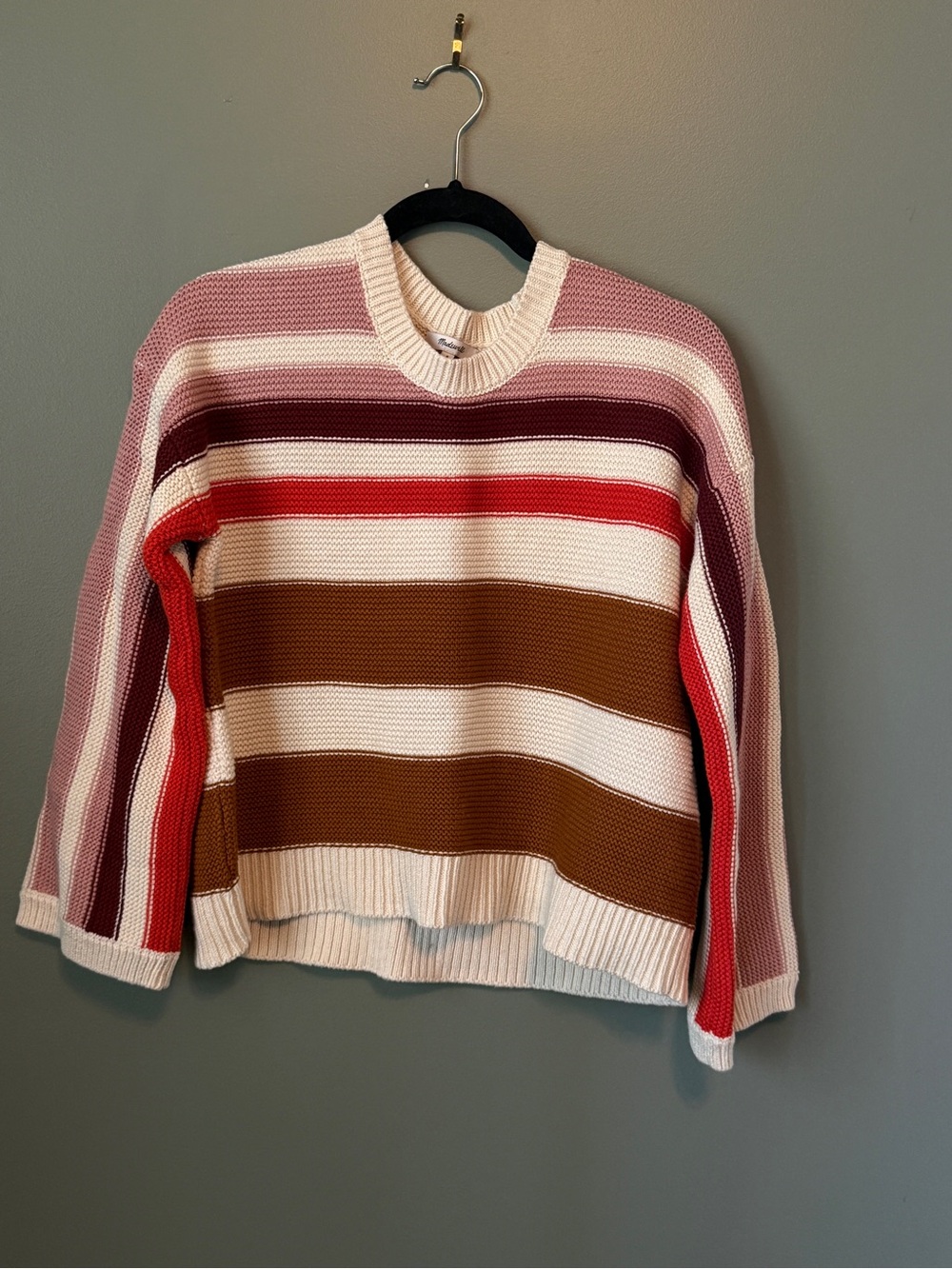 Madewell Valleyscape Striped Pullover Sweater - 100% Cotton - Size S